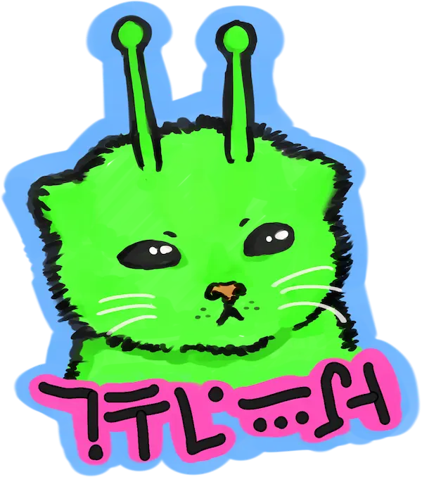 Sticker de gato alien verde