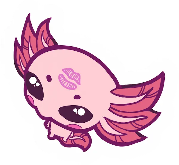 Sticker de ajolote rosa