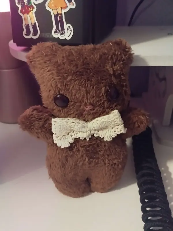 Peluche de osito café con moño