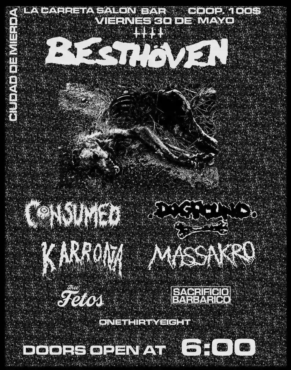 Flyer de tocada de Sacrificio Barbárico 1