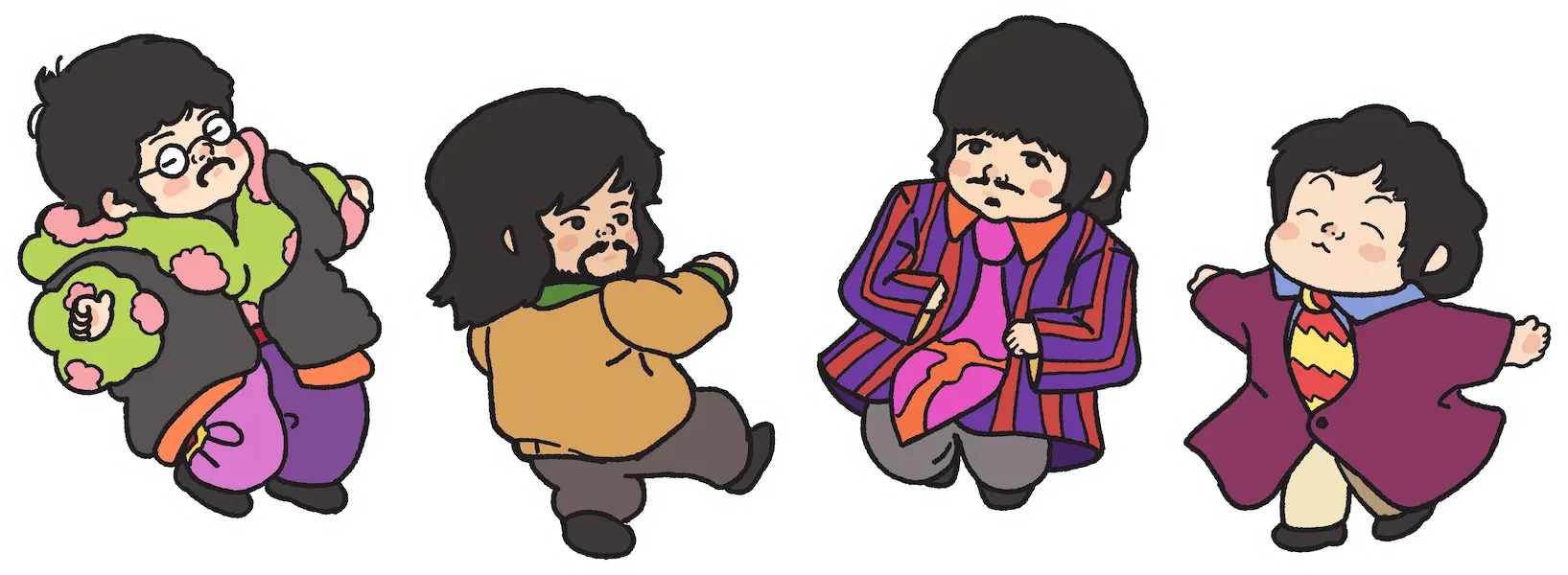Stickers de The Beatles estilo chibi